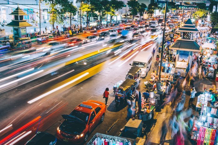 A long exposure street photography at night
