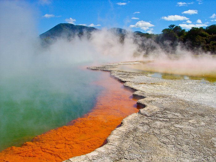 Steamy champagne pool in New Zealand